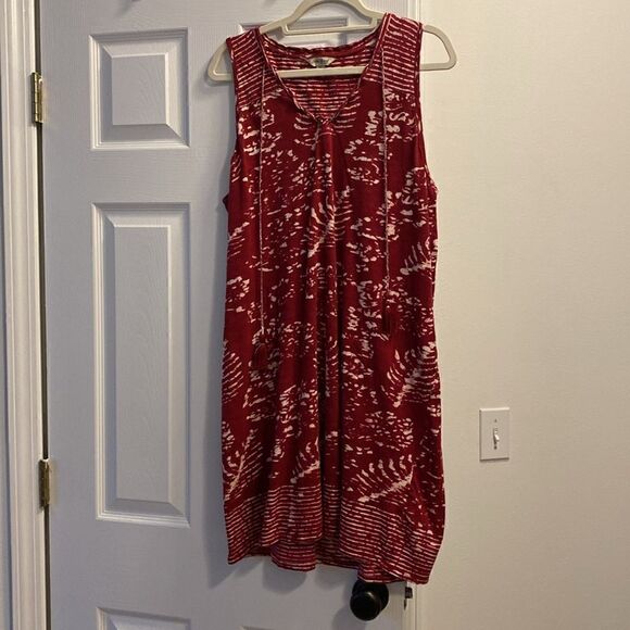 Lucky Brand Maroon Sleeveless Batik Dress Size XL - Picture 3 of 11